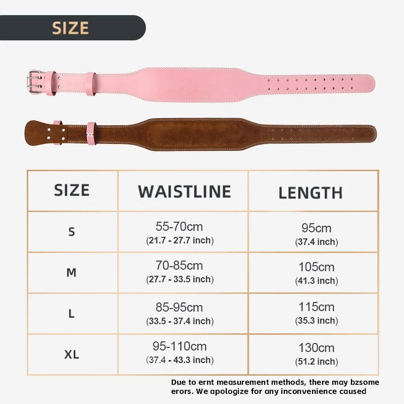 Women's Weight Lifting Belt - 10.5 cm Width, Back Support for Powerlifting, Cross Training, and Fitness Workouts in Pink