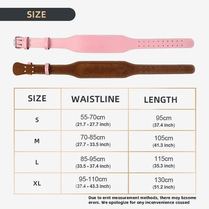Women's Weight Lifting Belt - 10.5 cm Width, Back Support for Powerlifting, Cross Training, and Fitness Workouts in Pink